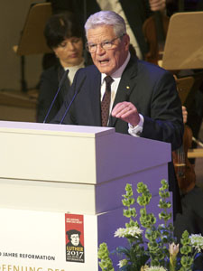 Bundespräsident Joachim Gauck sprach beim Festakt im Konzerthaus am Berliner Gendarmenmarkt. (Foto: epd-Bild/Rolf Zöllner)