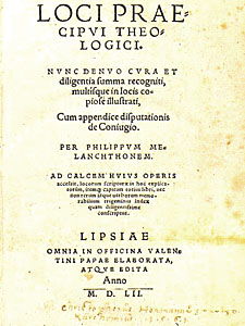 Melanchthons Schrift "Loci communes rerum theologicarum", zu Deutsch: "Allgemeine Grundbegriffe der Theologie" aus dem Jahr 1521. (Bild: s.unten)