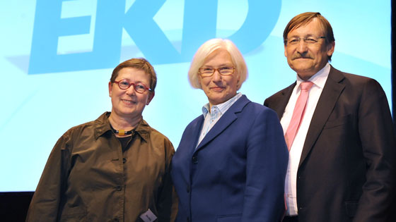 Präsidium der EKD-Synode nach der Wahl in Würzburg 2015