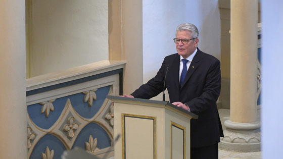 Bundespräsident Joachim Gauck in euinem Gottesdienst zur Eröffnung der Ratstagung des LWB