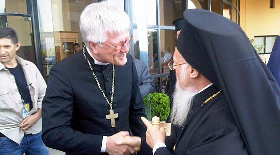 Der Ratsvorsitzende der EKD, Landesbischof Bedford-Strohm mit dem Ökumenischen Patriarchen Bartholomaios I.