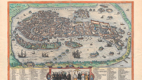 Stadtkarte von Venedig aus dem 16. Jahrhundert.