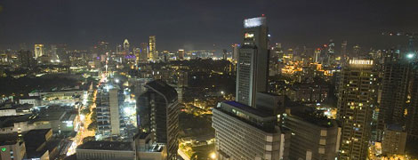 Skyline von Singapore, Blick auf das SingTel Gebäude, Singapur, Südostasien