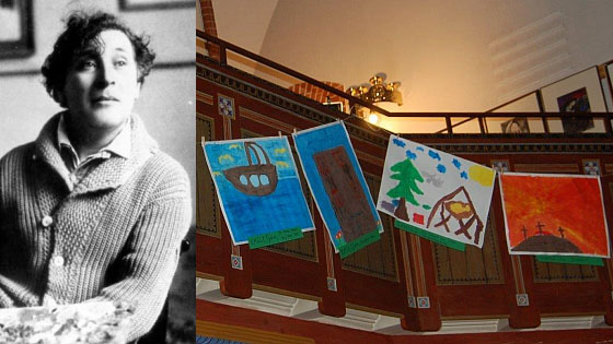 Collage: Marc Chagall und Kinderzeichnungen