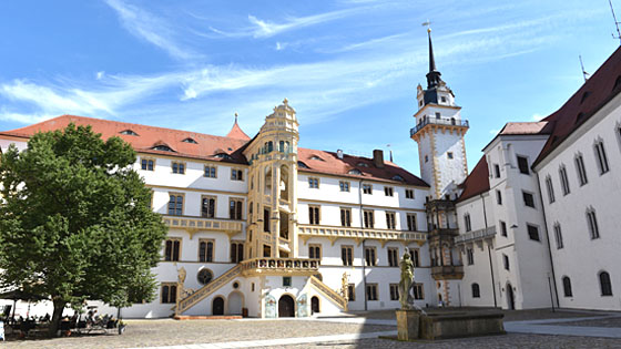 Blick auf das Schloss Hartenfels in Torgau