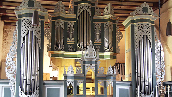 Arp-Schnitger-Orgel in der evangelischen St. Johanniskirche Oederquart. (Foto: epd-Bild/Dieter Sell)