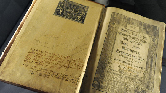 Erste vollständige Ausgabe von Luthers Bibelübersetzung in hochdeutscher Sprache, 1534, Lutherhaus Wittenberg